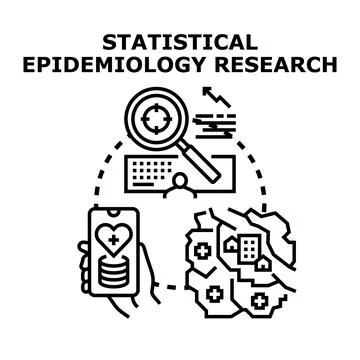 Statistical epidemiology research analyzing health data and population trends Stockillustratie