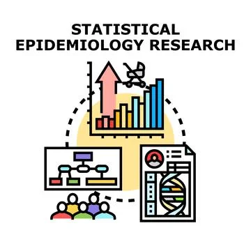 Statistical epidemiology research analyzing population health data Stock Illustration