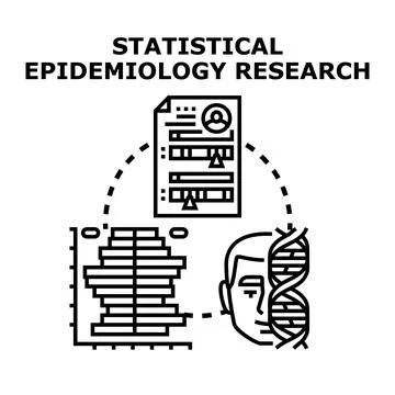 Statistical epidemiology research methods and data analysis Stock Illustration