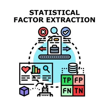 Statistical factor extraction process for data analysis Stock Illustration