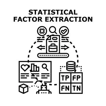 Statistical factor extraction process for data analysis Stock Illustration