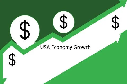 Statistical financial graph showing economic financial growth of USA. Stock Illustration