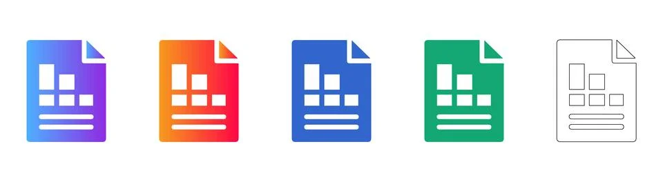 Statistical Graph Document Analysis Icons Stock Illustration