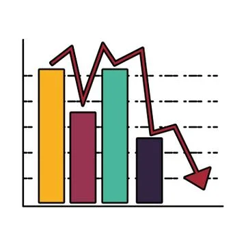 Statistical graphics in bars with arrow down Stock Illustration