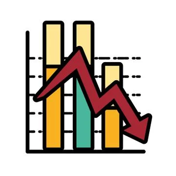 Statistical graphics in bars with arrow down Stock Illustration