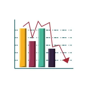 Statistical graphics in bars with arrow down Stock Illustration