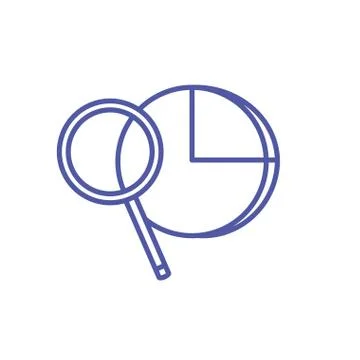 Statistical graphics circular with search magnifying glass Stock Illustration