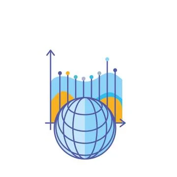 Statistical graphics infographic with and browser sphere Stock Illustration