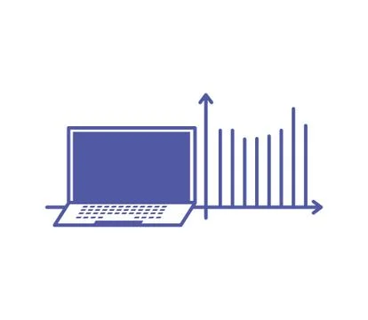 Statistical graphics infographic with laptop computer device Stock Illustration