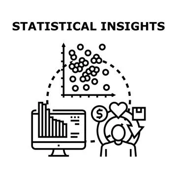 Statistical insights analyzing business data and user behavior Stock Illustration
