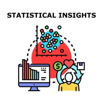 Statistical insights analyzing business data and user behavior Stock Illustration