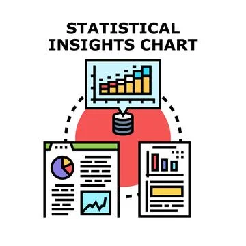 Statistical insights chart illustrating data analysis process Stock Illustration