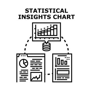 Statistical insights chart illustrating data analysis process Stock Illustration