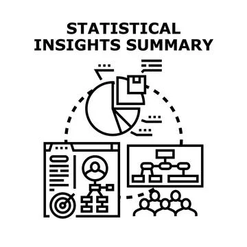 Statistical insights summary analyzing business data information 库存插图