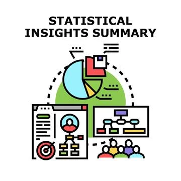 Statistical insights summary analyzing business data information Stock Illustration
