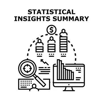 Statistical insights summary analyzing business data Stock Illustration