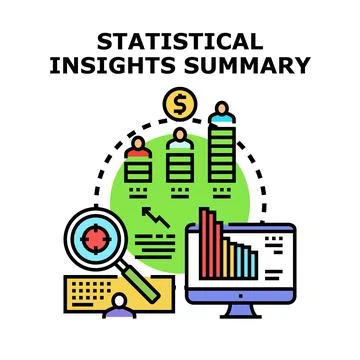 Statistical insights summary analyzing business data Stockillustratie