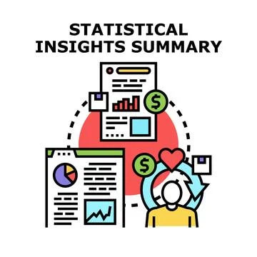 Statistical insights summary creating data analysis reports Stock Illustration