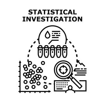 Statistical investigation analyzing research data and scientific results Stock Illustration