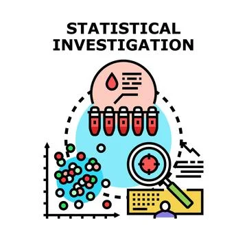 Statistical investigation analyzing research data and scientific results Stock Illustration