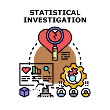 Statistical investigation process analyzing data and research Stock Illustration