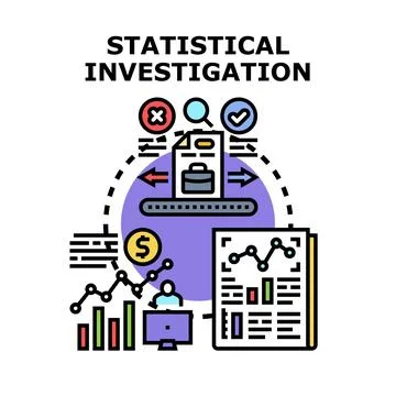 Statistical investigation process performing data analysis and research Stockillustratie