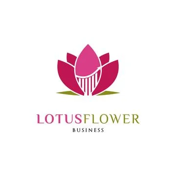 Statistical Lotus Flower Icon Logo Design Template Stock Illustration