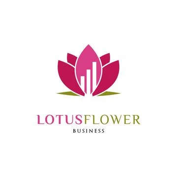 Statistical Lotus Flower Icon Logo Design Template Stock Illustration