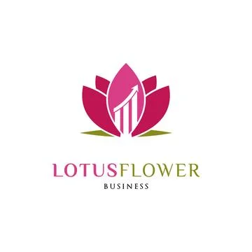 Statistical Lotus Flower Icon Logo Design Template Stock Illustration