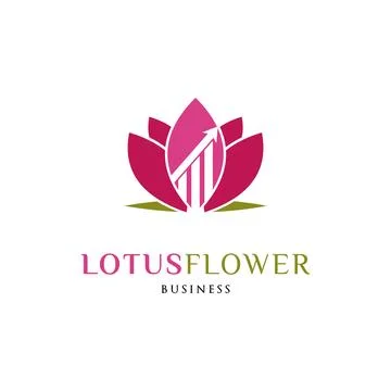 Statistical Lotus Flower Icon Logo Design Template Stock Illustration