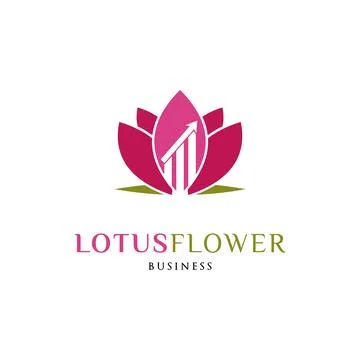 Statistical Lotus Flower Icon Logo Design Template Stock Illustration