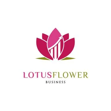Statistical Lotus Flower Icon Logo Design Template Stock Illustration