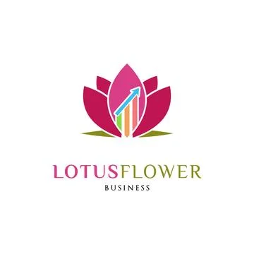Statistical Lotus Flower Icon Logo Design Template Stock Illustration