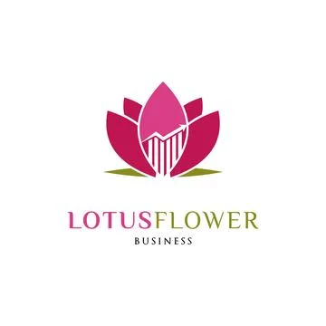 Statistical Lotus Flower Icon Logo Design Template Stock Illustration