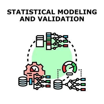 Statistical modeling and validation concept for data analysis Illustrazione stock