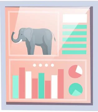 Statistical poster about population of elephant in nature. Researching Illustrazione stock