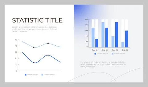 Statistical presentation slide template Illustrazione stock