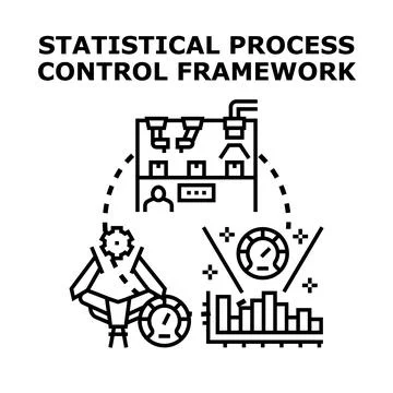 Statistical process control framework method evaluating quality checking Stock Illustration