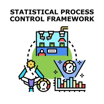 Statistical process control framework method evaluating quality checking Stock Illustration