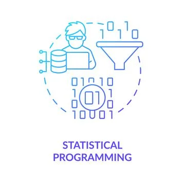 Statistical programming blue gradient concept icon Illustrazione stock