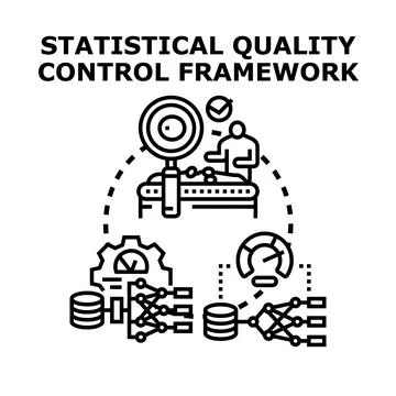 Statistical quality control framework checking production process Stock Illustration