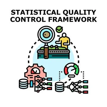 Statistical quality control framework checking production process Stock Illustration