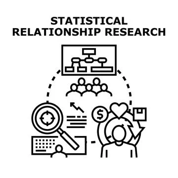 Statistical relationship research and data analysis concept Stock Illustration