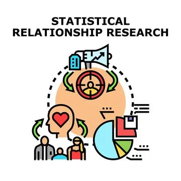 Statistical relationship research data analysis marketing Stock Illustration