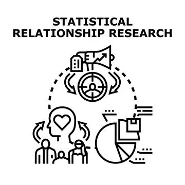 Statistical relationship research data analysis marketing Stock Illustration