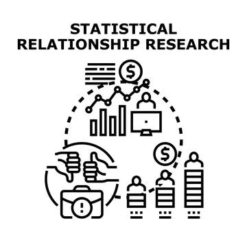 Statistical relationship research is evaluating business performance using da Stock Illustration