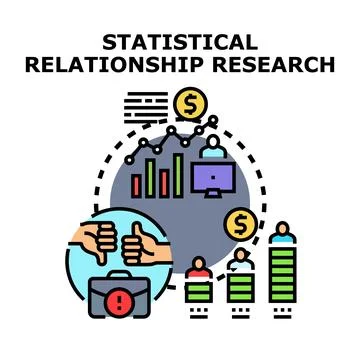 Statistical relationship research evaluating business performance analyzing.. 库存插图