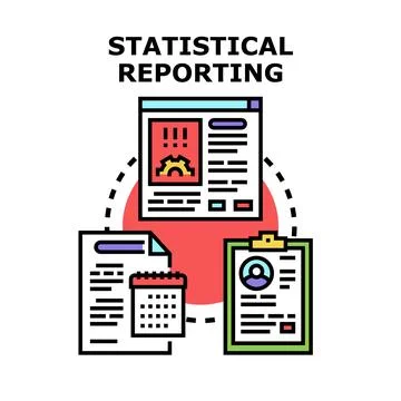 Statistical reporting analyzing business data and information Stock Illustration