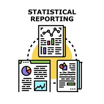 Statistical reporting documents data analysis financial management Stock Illustration