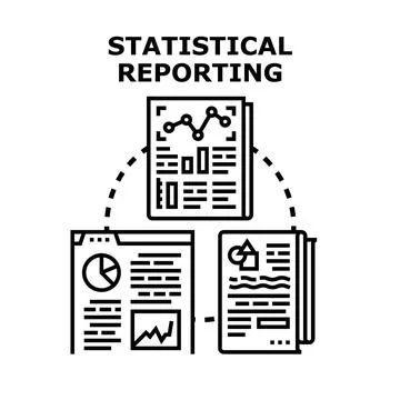 Statistical reporting documents data analysis financial management Stock Illustration